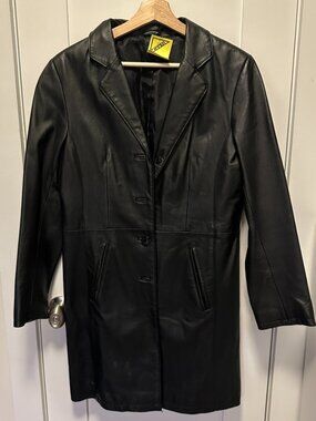 Vintage Long Leather Jacket - genuine leather!